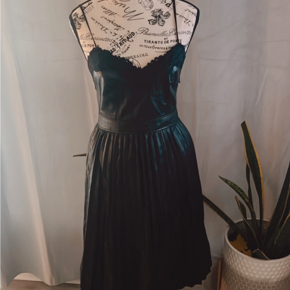 Faux leather pleated dress